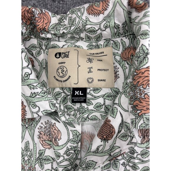Picture Organic Shirt Mens XL Green Floral Button Up Tencel Short Sleeve Eco - Picture 2 of 7